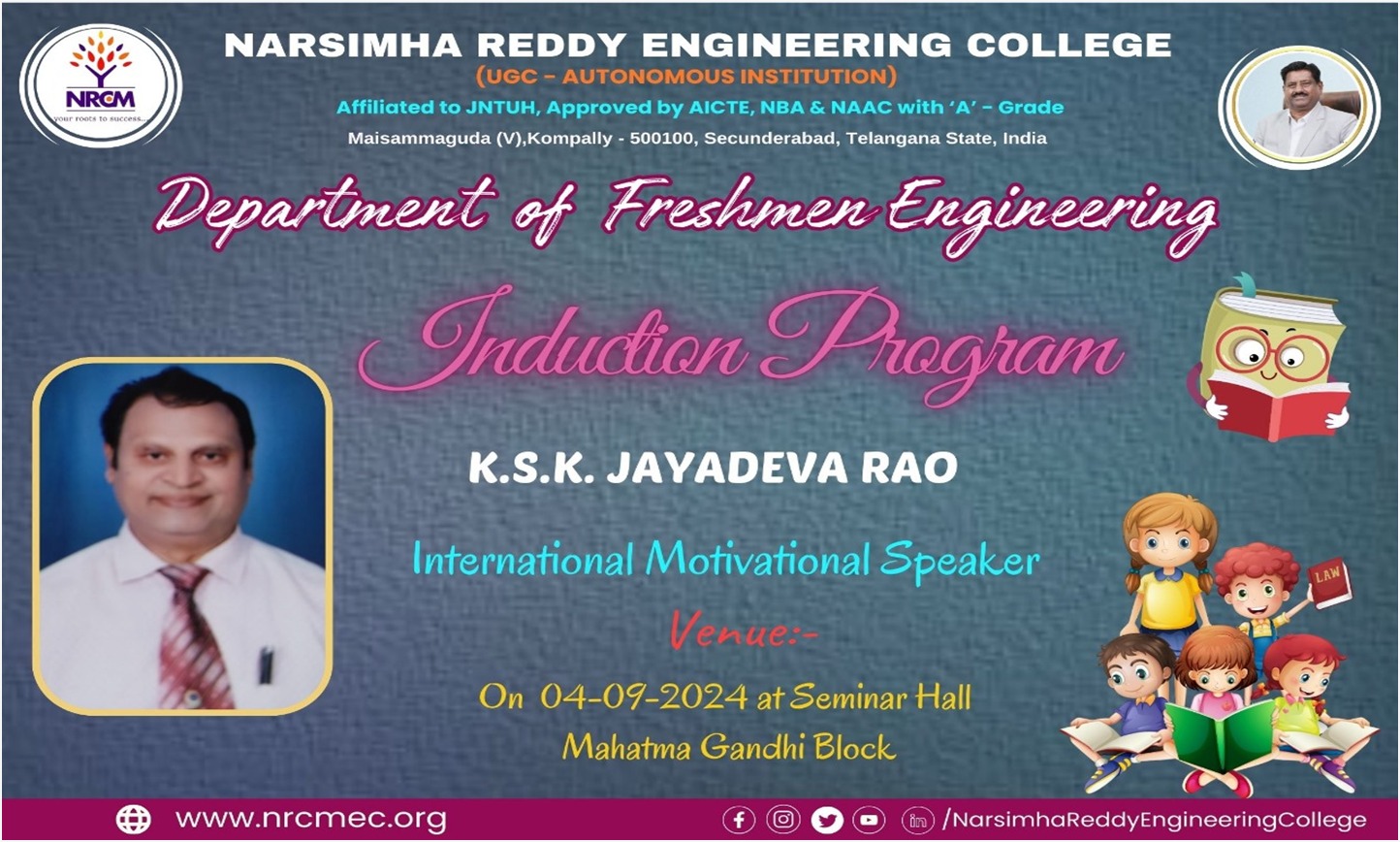 Induction program: A Session by  Mr. KSK Jayadeva Rao, International Motivational Speaker 