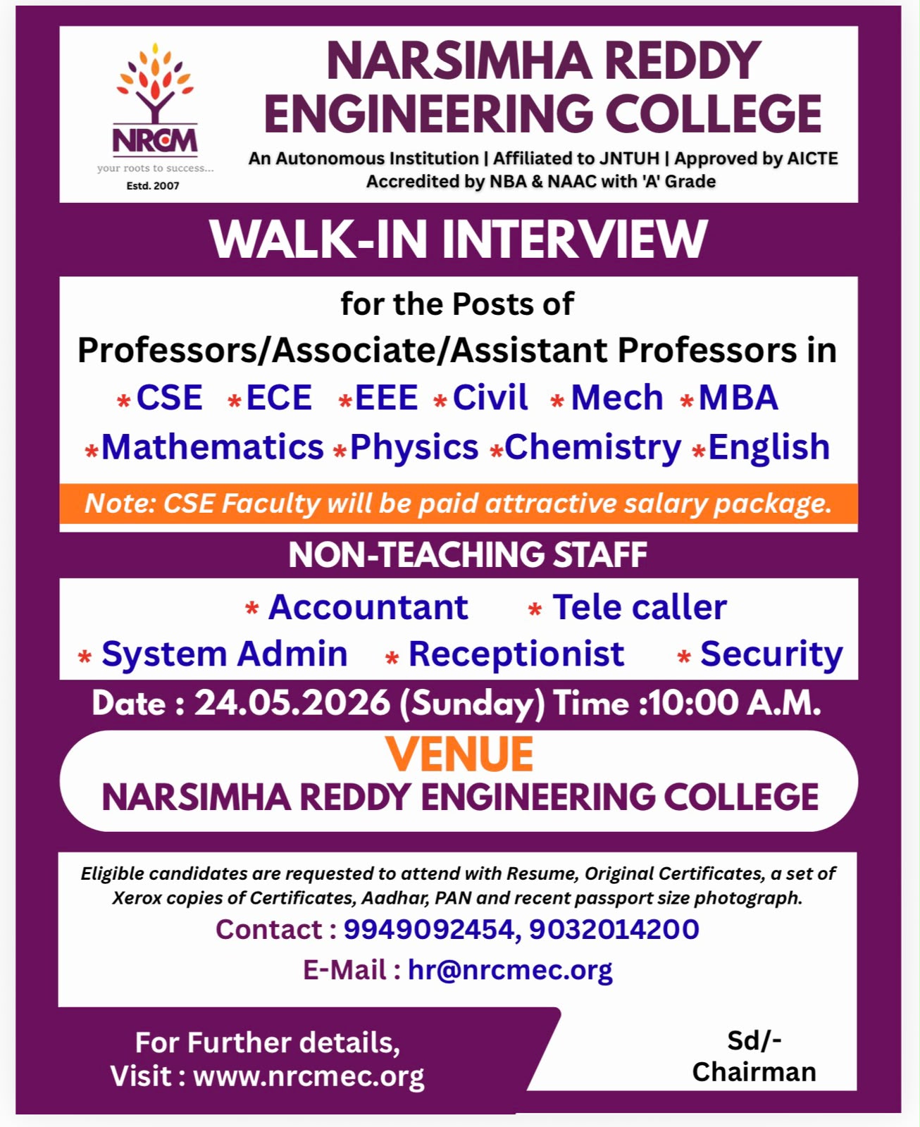 Staff Recruitment 2026-27